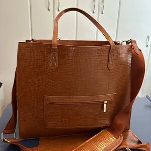 BEIS work tote in brown croc